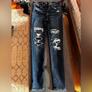 American Eagle Outfitters Blue Skinny Jeans Distressed